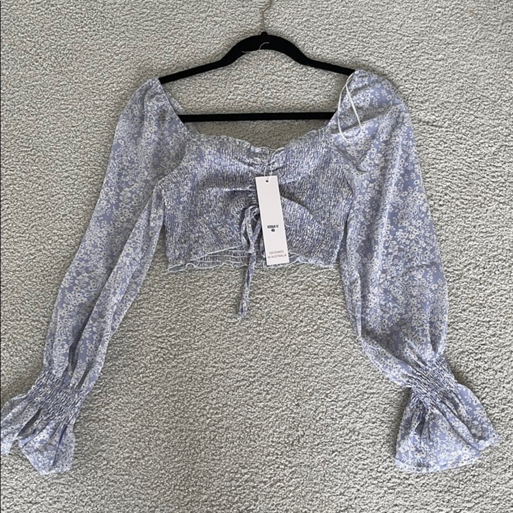 cropped floral blouse